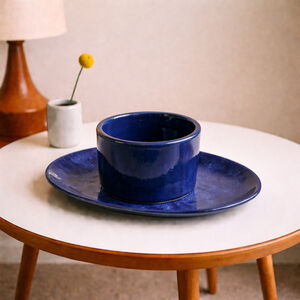 Beauceware Canada Blue Glaze Serving Plate & Bowl Set – Vintage Mid Century Cera